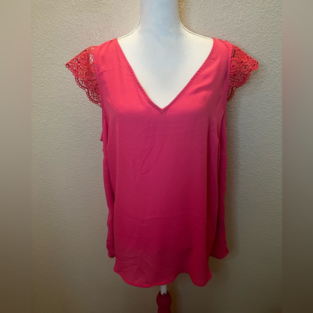 Torrid Pink Lace Sleeve Blouse
